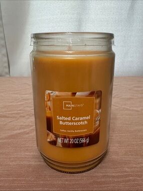 Mainstays Salted Caramel Butterscotch Jar Candle - Amber Brown